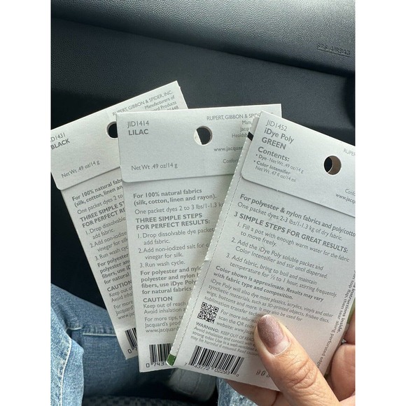 3 Idle for Natural Fabrics .49 Oz - Black, Lilac & Green No Mess Dye Packet - Picture 2 of 2